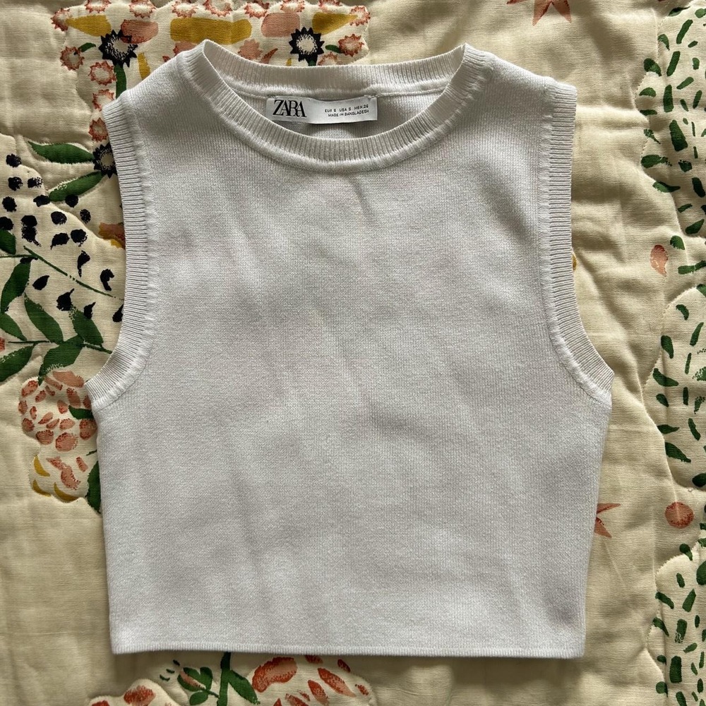 White Zara cropped knit cami